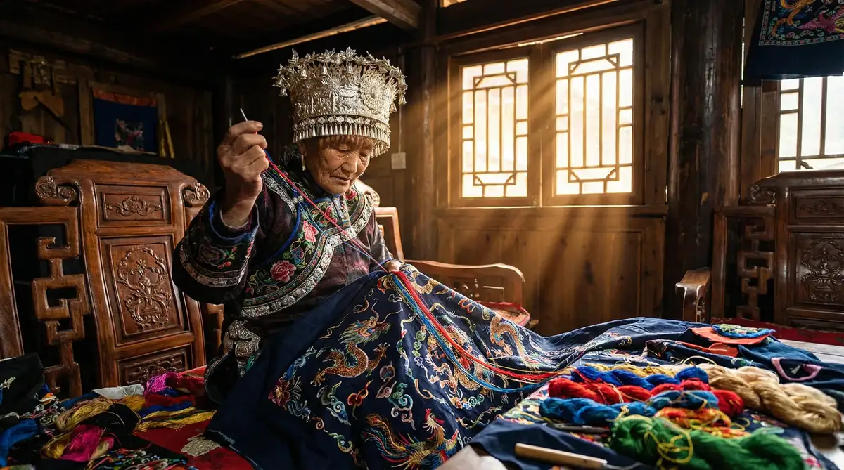 苗族刺绣传承人 - 少妇视频 记录